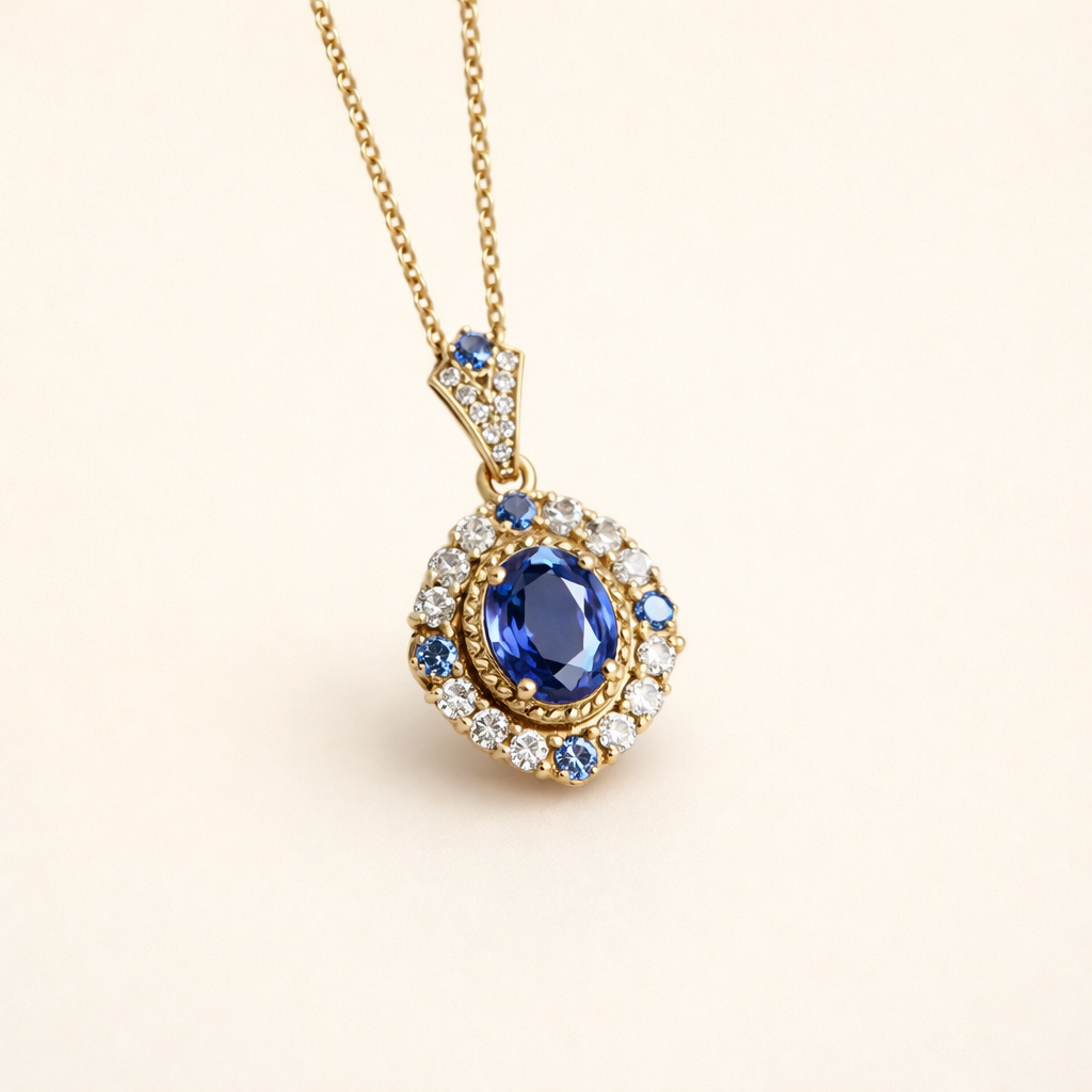 Soft gold necklace with a refined moon