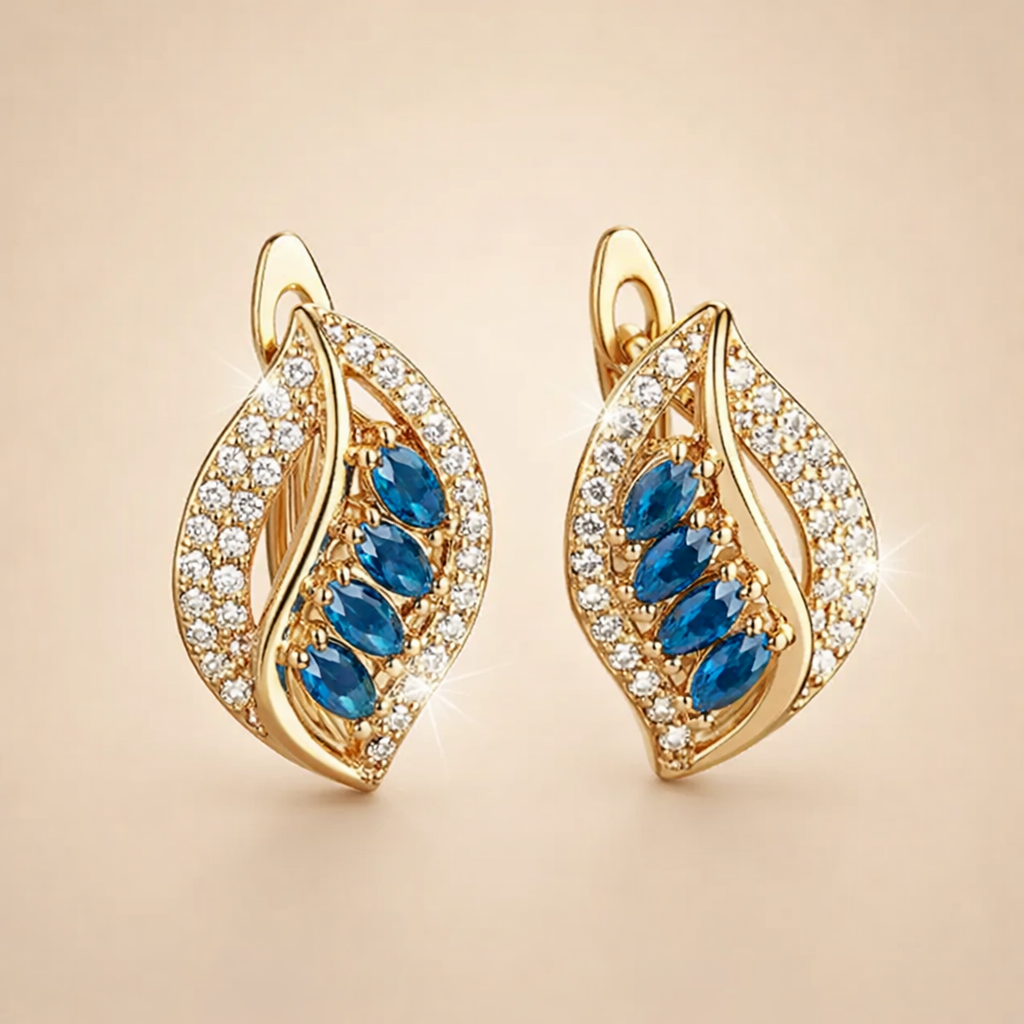 Ethereal gold earrings with delicate cubic zirconia
