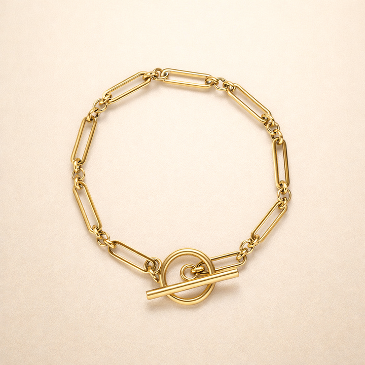 Elegant T-bar bracelet in white gold