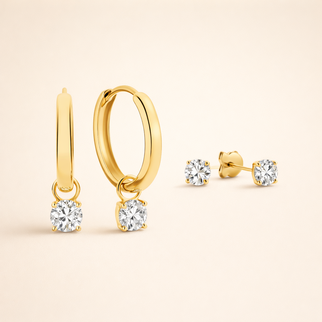 Elegant white gold earrings with moonstone