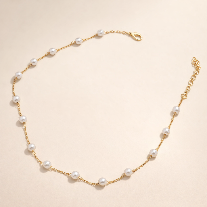 Minimalist Gold Necklace with Subtle Cubic Zirconia Stones