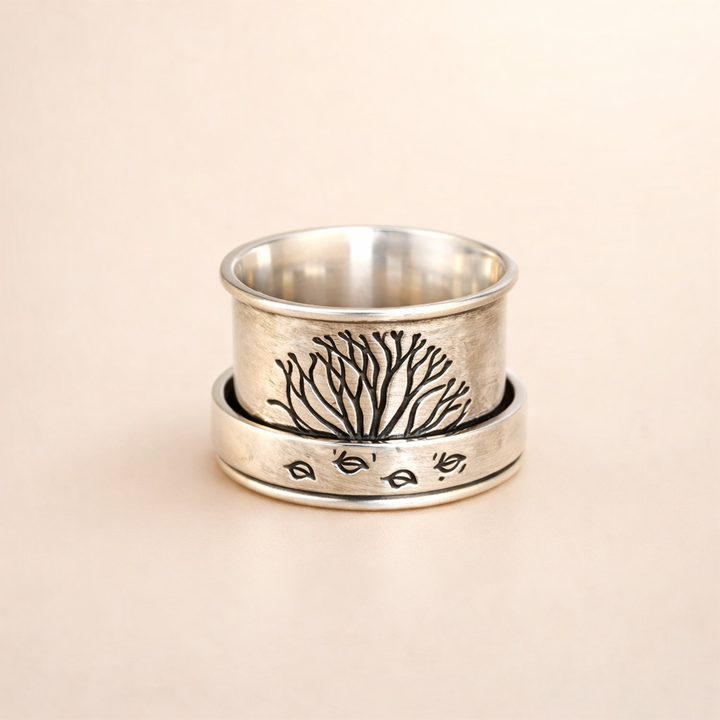Gold Tree of Life Ring with Delicate Cubic Zirconia Details