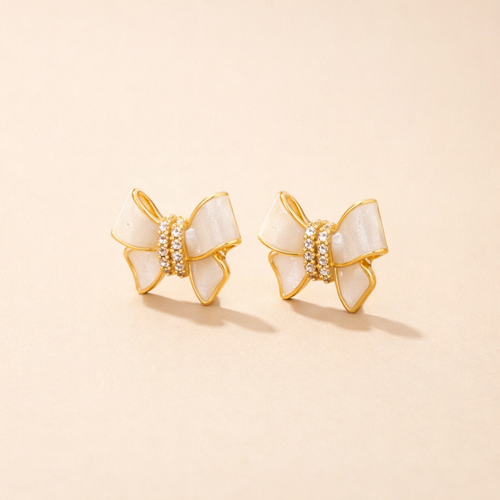 Elegant crystal earrings with a refined bow