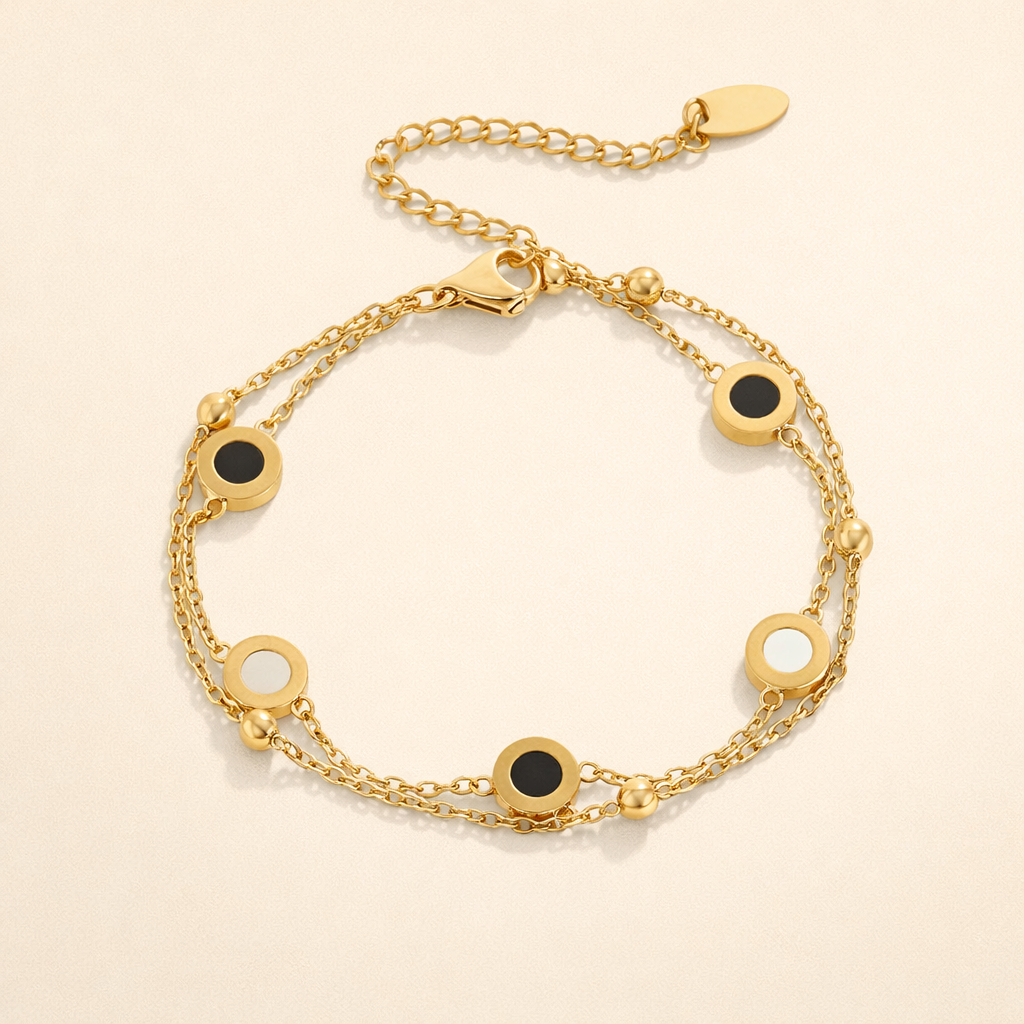 Elegant onyx and white stone bracelet