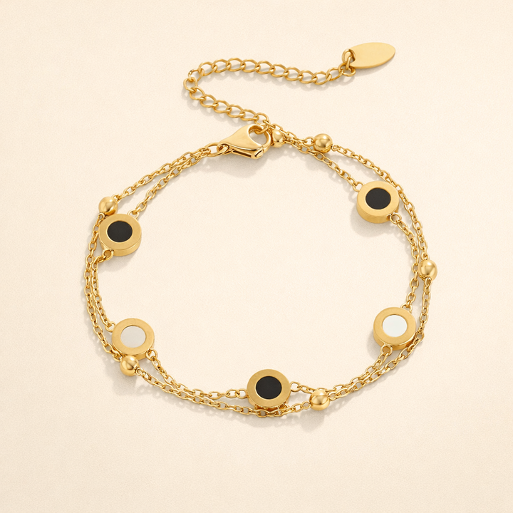 Elegant onyx and white stone bracelet