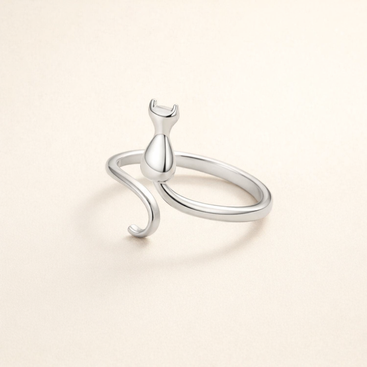 Silver ring with a refined moon