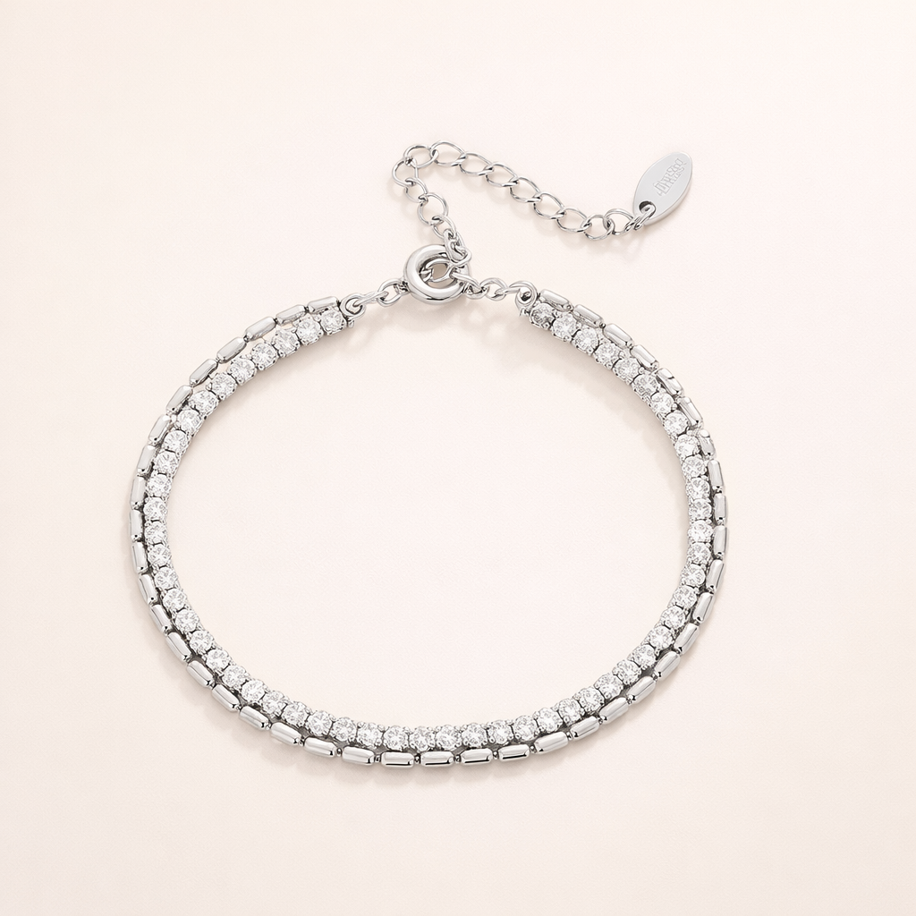 Elegant silver bracelet with sparkling crystals