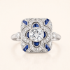 Elegant silver ring with a blue cubic zirconia