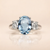 Elegant ring with blue cubic zirconia in genuine silver