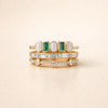Elegant silver ring with white and green opal