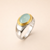 Elegant green moonstone ring in gold-plated silver