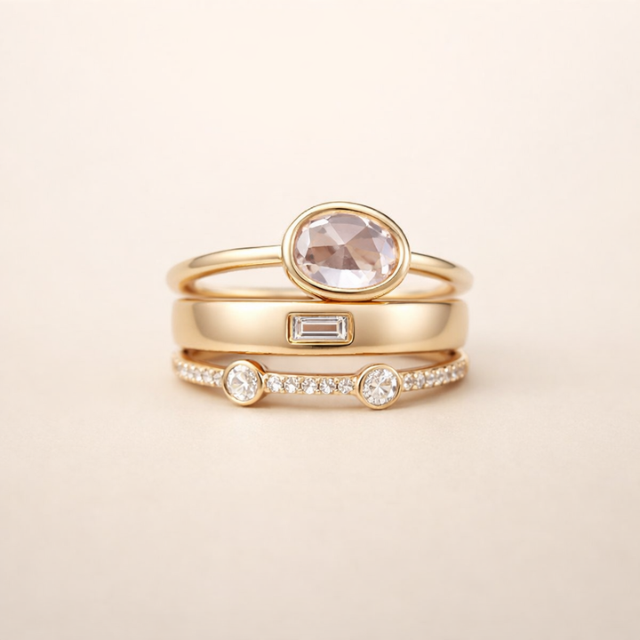 Elegant Gold Ring with Cubic Zirconia in Vintage Style