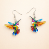 Acrylic Hummingbird Dangle Earrings – Clear 2D Bird Design