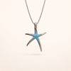 Blue Opal and Silver Starfish Necklace