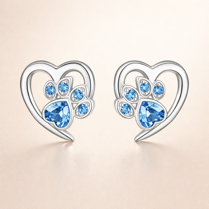 Paw and Heart Earrings with Zirconia