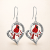 Cardinal Memorial Earrings – “When Cardinals Appear, Angels Are Near” Heart Drop Design