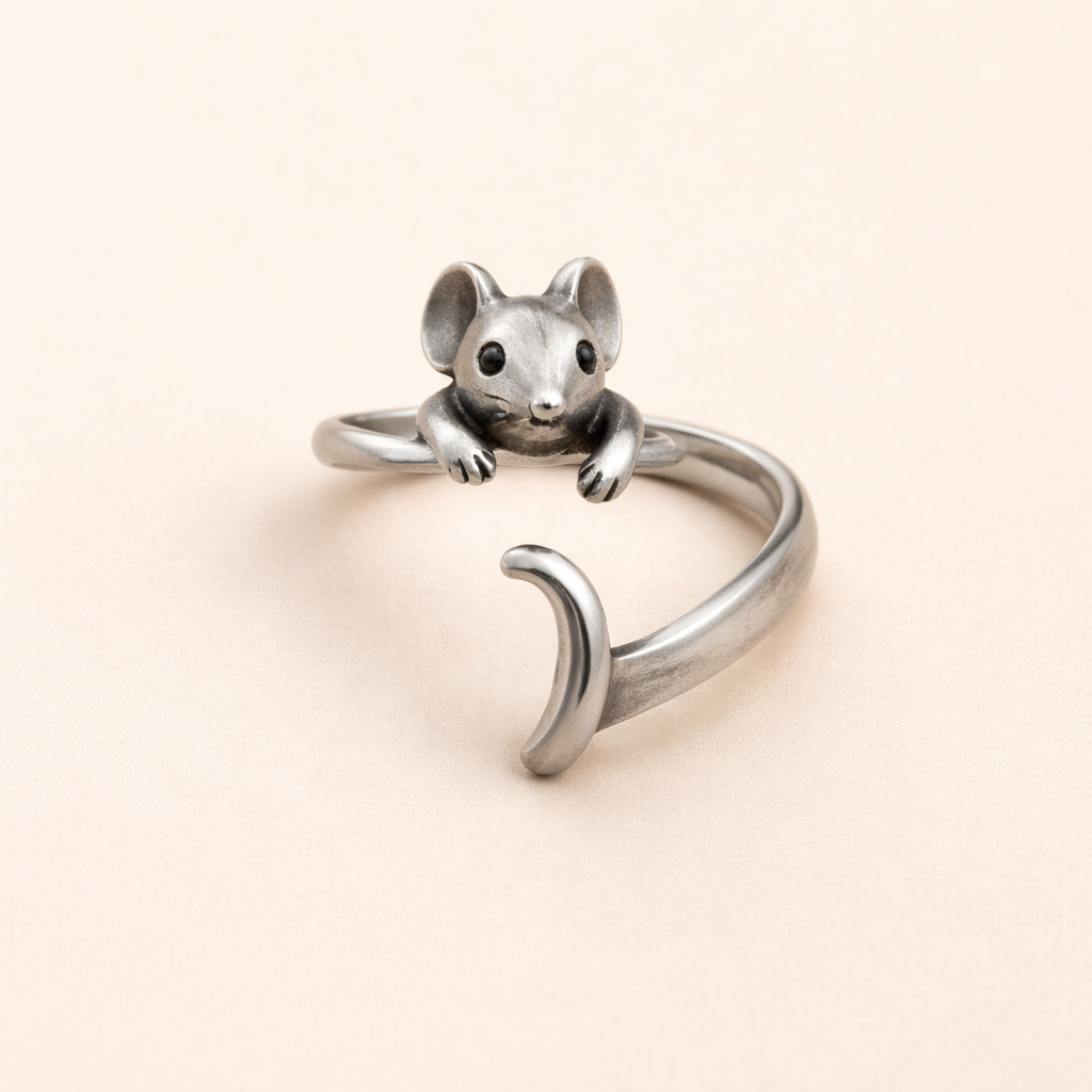 Cute Mouse Wrap Ring – Vintage Adjustable Jewelry