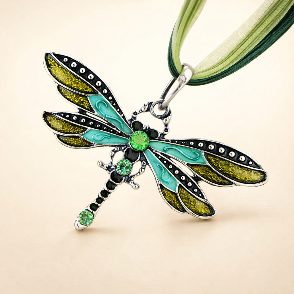 Crystal Dragonfly Pendant Necklace