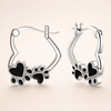 Heart Paw Huggie Earrings with Black Enamel