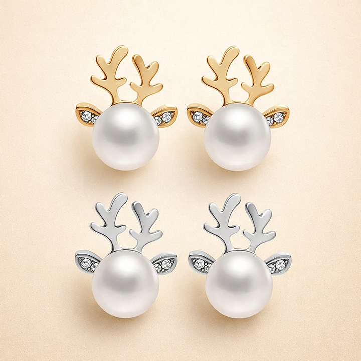 Christmas Reindeer Pearl Earrings