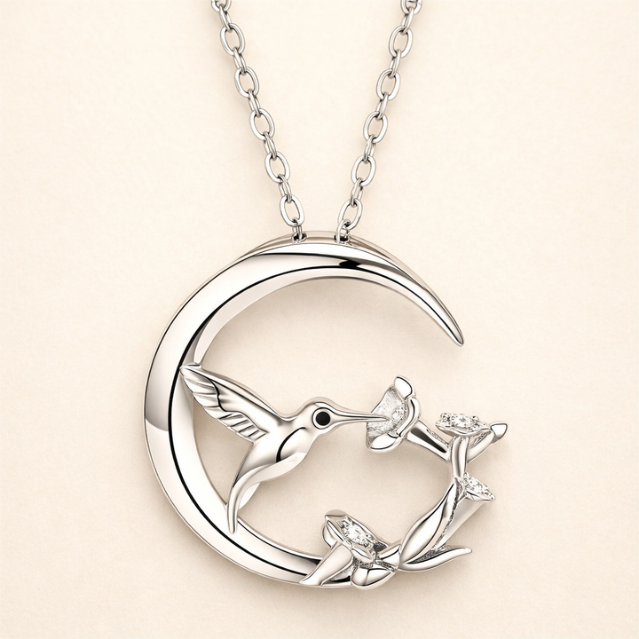 Moon Bird Vintage Silver Pendant Necklace