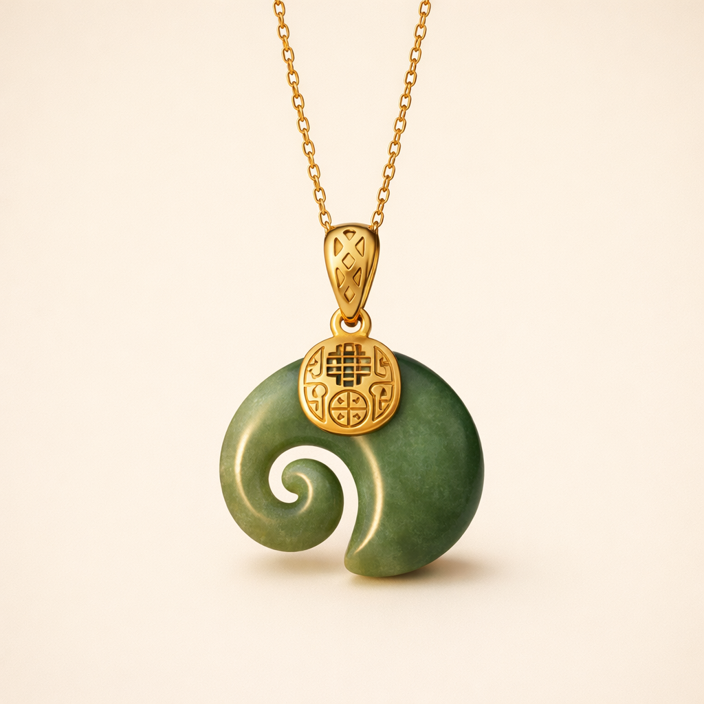 Hetian Jade Elephant Pendant Necklace – Gold-Plated Chain for Women