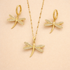 Gold Dragonfly Jewelry Necklace with Bonus Earrings