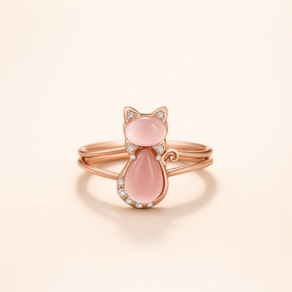 Cat Ring in Pink Gold