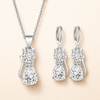 Necklace + Earrings Set Happy Cats in Sterling Silver and Polished White Zirconia