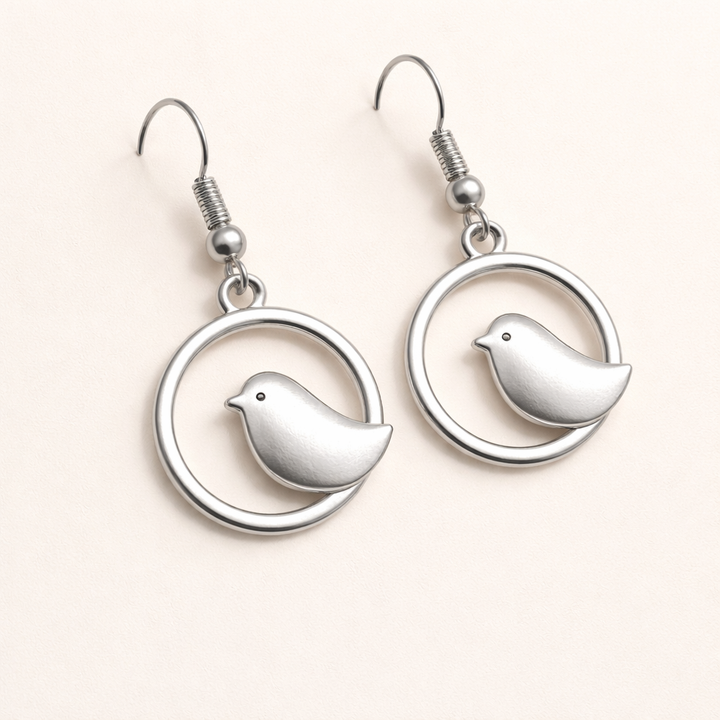 Vintage Bird Charm Dangle Earrings – Handmade Boho Jewelry