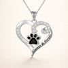 Dog Paw Necklace – Heart Design in Stainless Steel with Cubic Zirconia