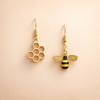 Honeycomb & Bee Earrings – Gold Jewelry for Women
