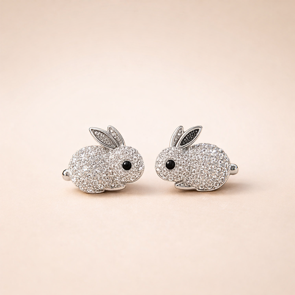 Cute Bunny Crystal Stud Earrings