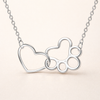 Sterling Silver Paw Print Necklace – Heart Crystal Pendant