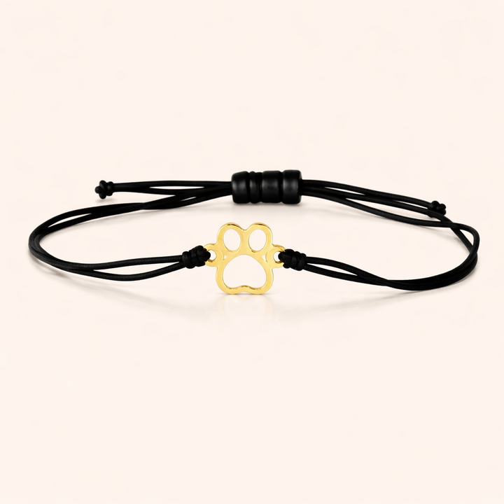 Paw Print Cord Bracelet – Adjustable Black and Red Design