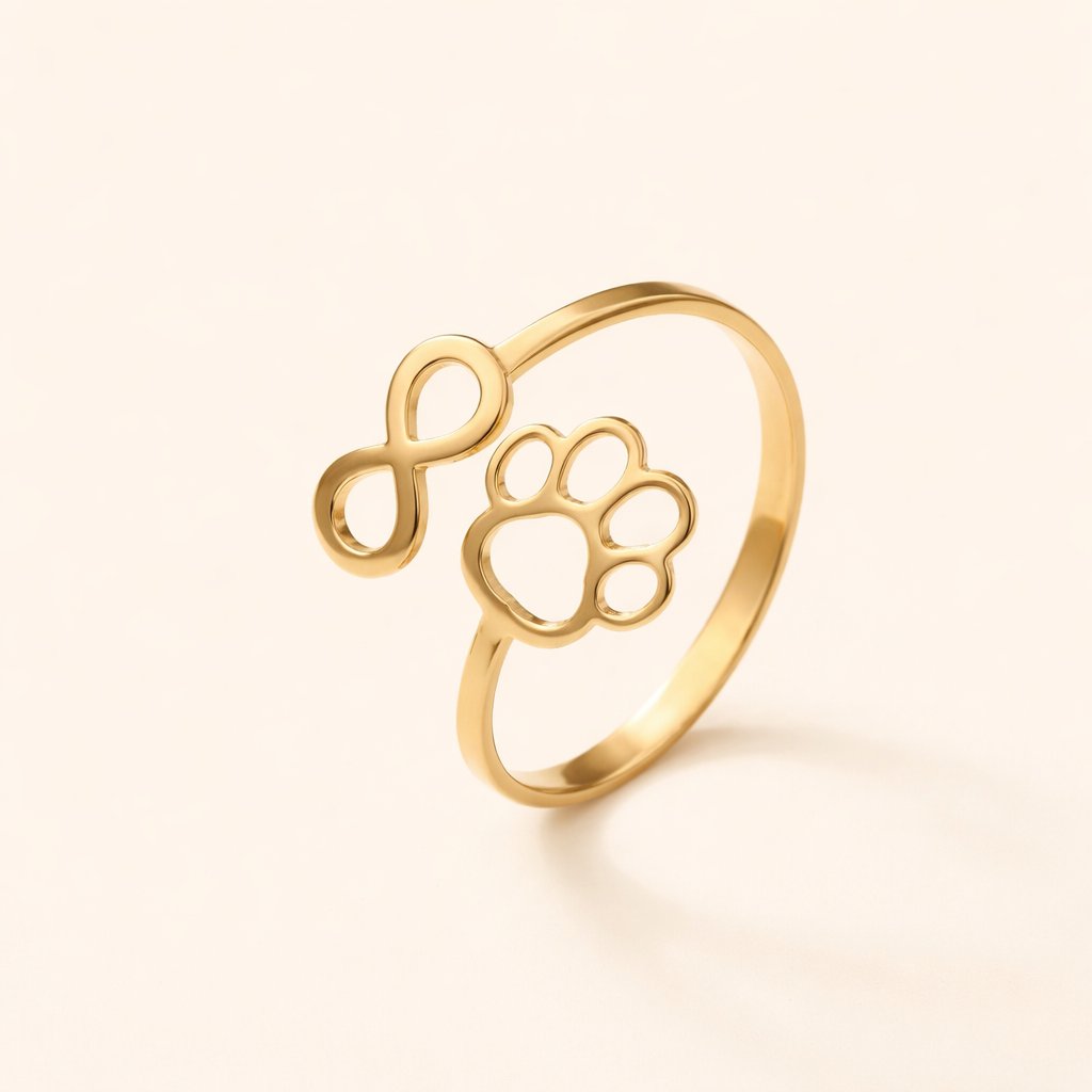 Adjustable Infinity Paw Ring – Stainless Steel
