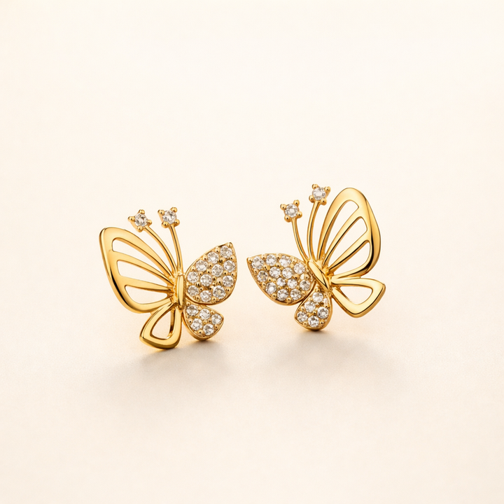 Elegant Cubic Zirconia Butterfly Stud Earrings