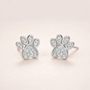 White Cubic Zirconia Paw Studs – Heart-Shaped Design