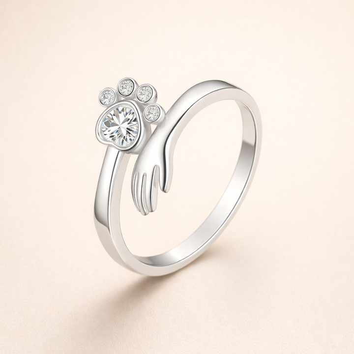 Sterling Silver Adjustable Ring – Hand and Paw Print Design