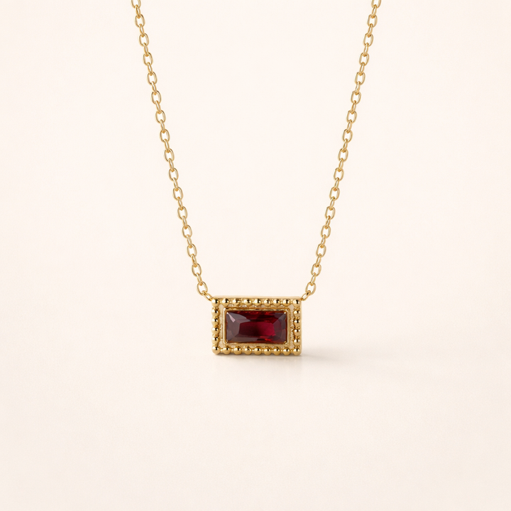 Baguette Birthstone Necklace.