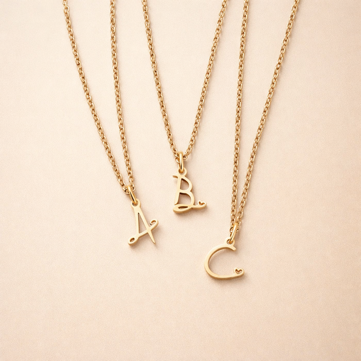 Gold Letter Heart Necklace