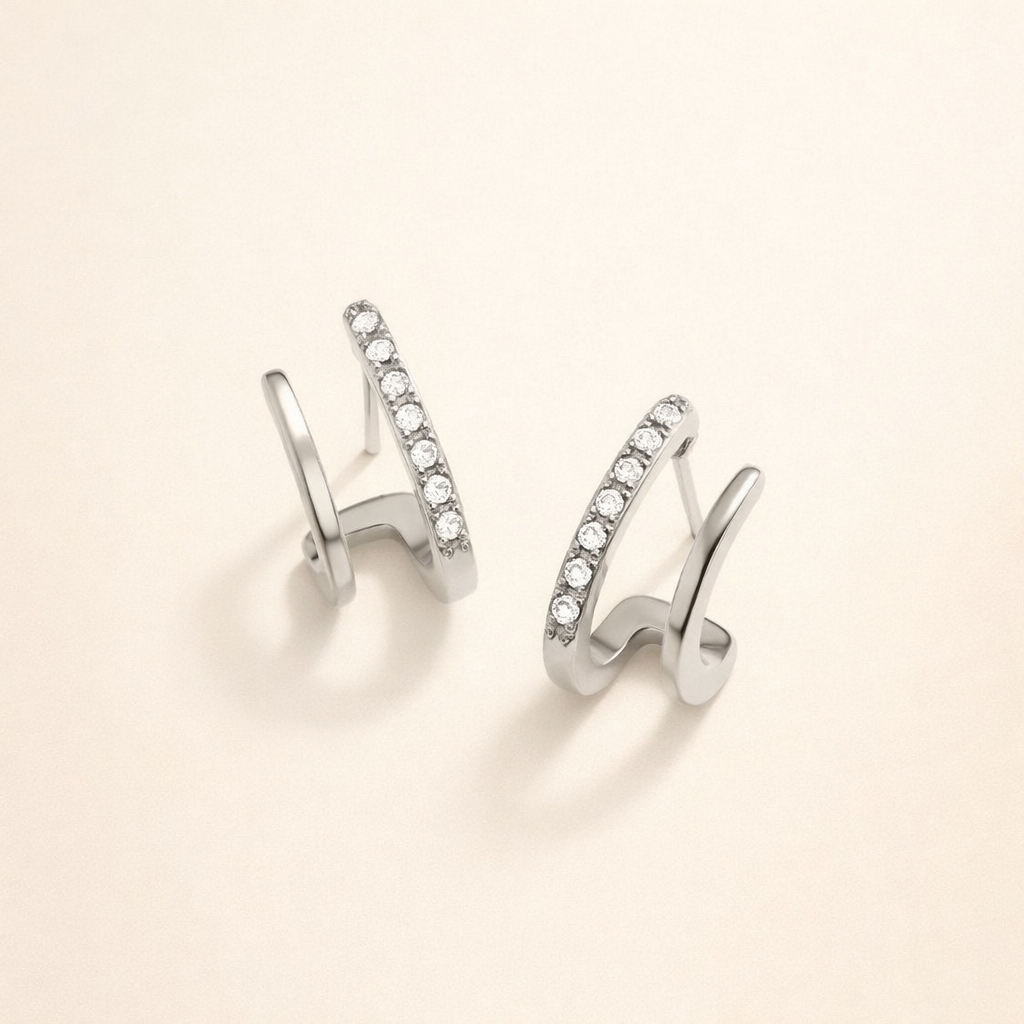 Silver & Crystal Claw Earrings