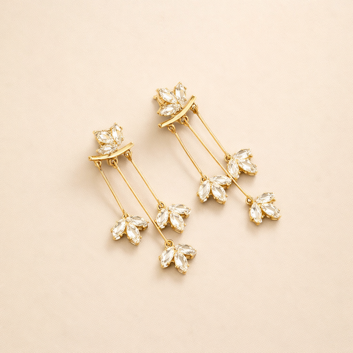 Crystal Lotus Waterfall Earrings