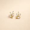 Crystal Leaf Stud Earrings