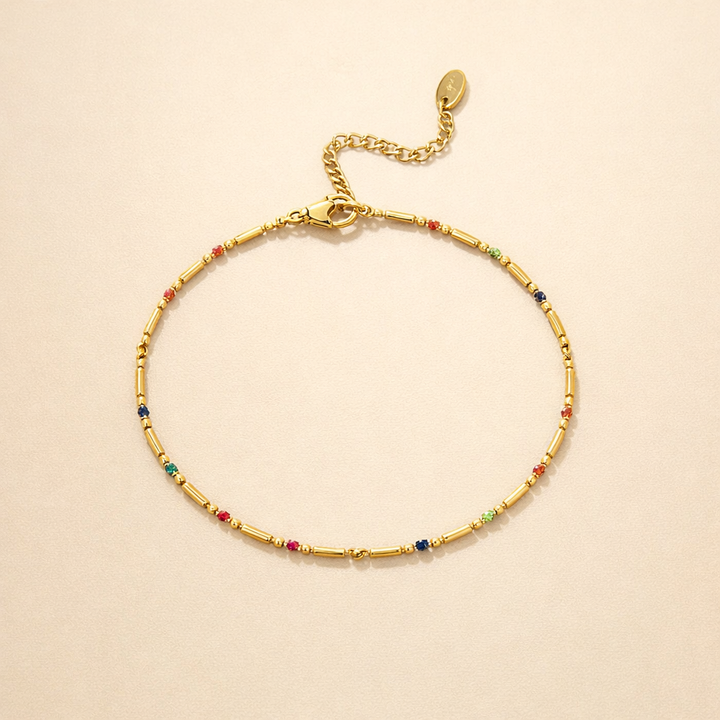 Rainbow Beaded Anklet