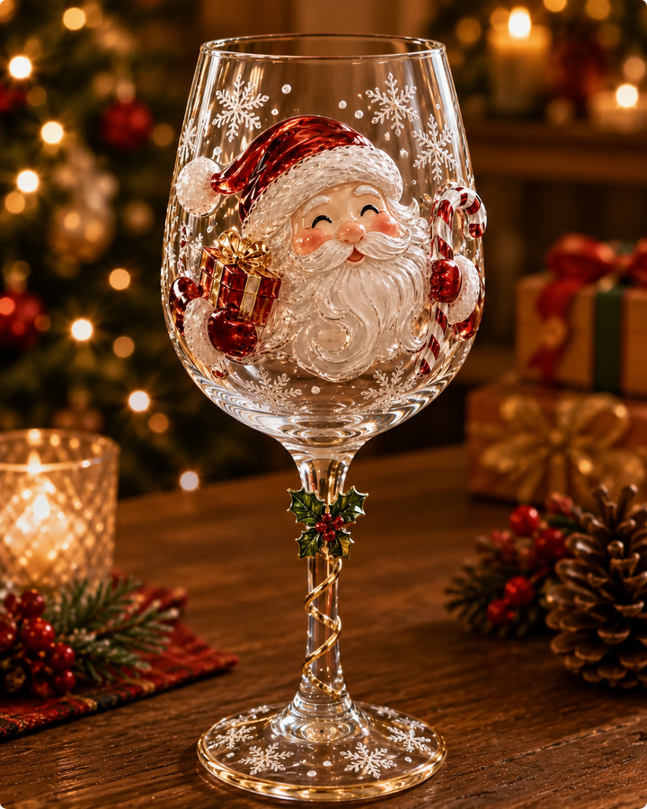 3D Christmas Wine Glasses – Festive Sipping with Yuletide Charm