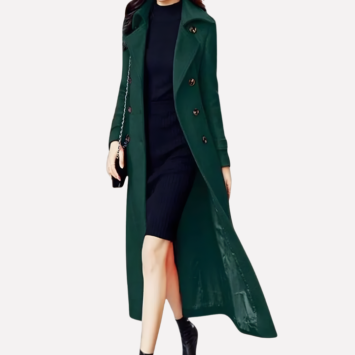 Women’s Long Shawl-Collar Coat with Waist Belt