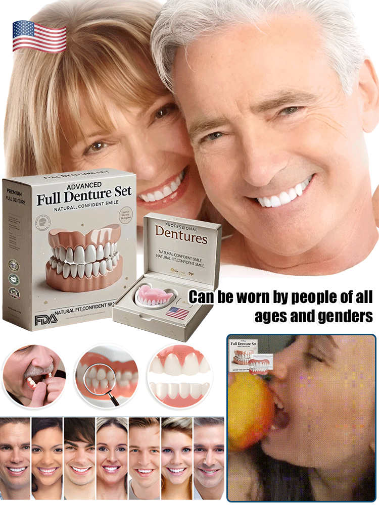 Flexible denture set for upper and lower jaw – reusable & customizable