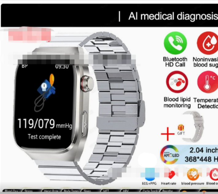 Advanced Health Smartwatch | ECG, Blood Sugar, 2.04" AMOLED Display and Fitness Mode