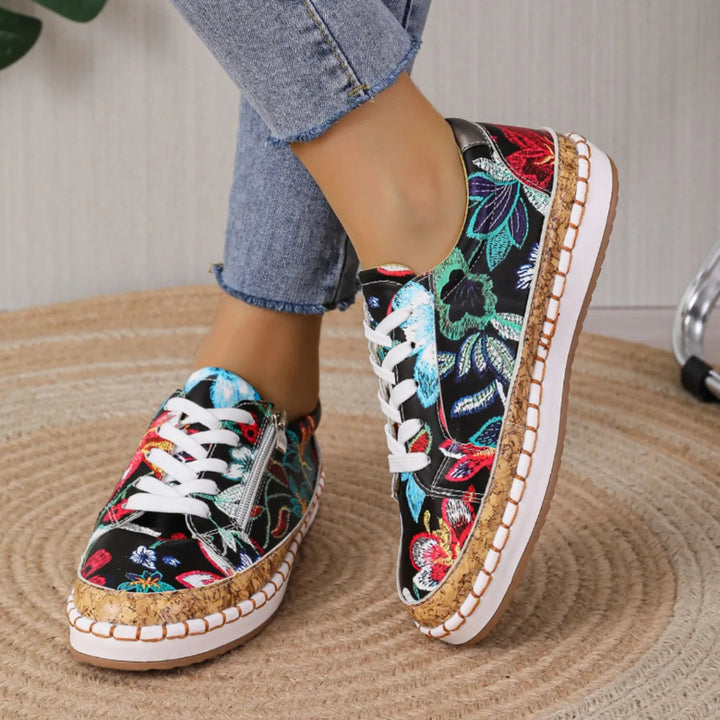 Elegant Floral Lace-Up Shoes for Women